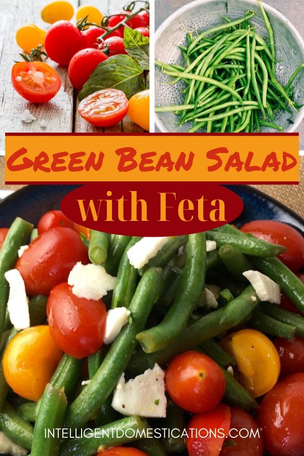 Easy recipe for fresh Green Bean Salad with Tomatoes and Feta. Serve as a meal or as a Side Dish for a summer BBQ. You get the crunch of the green bean along with slightly tangy and a bite of salty all combined. #salad #greenbeans #summerfood #greenbeansalad