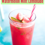 A nice cold refreshing summer drink easy recipe using fresh cut watermelon, mint and lemons. Easy recipe for Mint Simple Syrup included if you like a sweeter lemonade. #lemonade #watermelondrink #summerdrink
