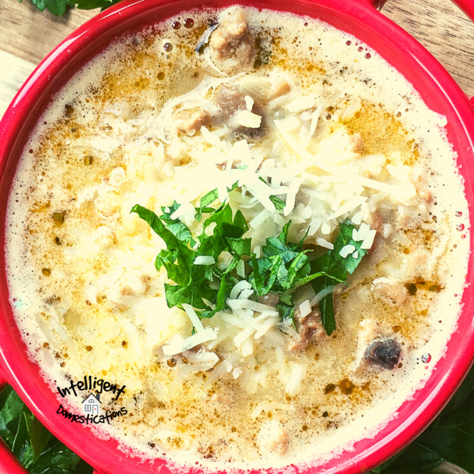 A bowl of mushroom soup