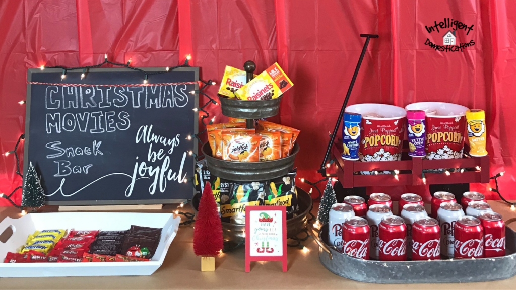 Movie night snack bar set up