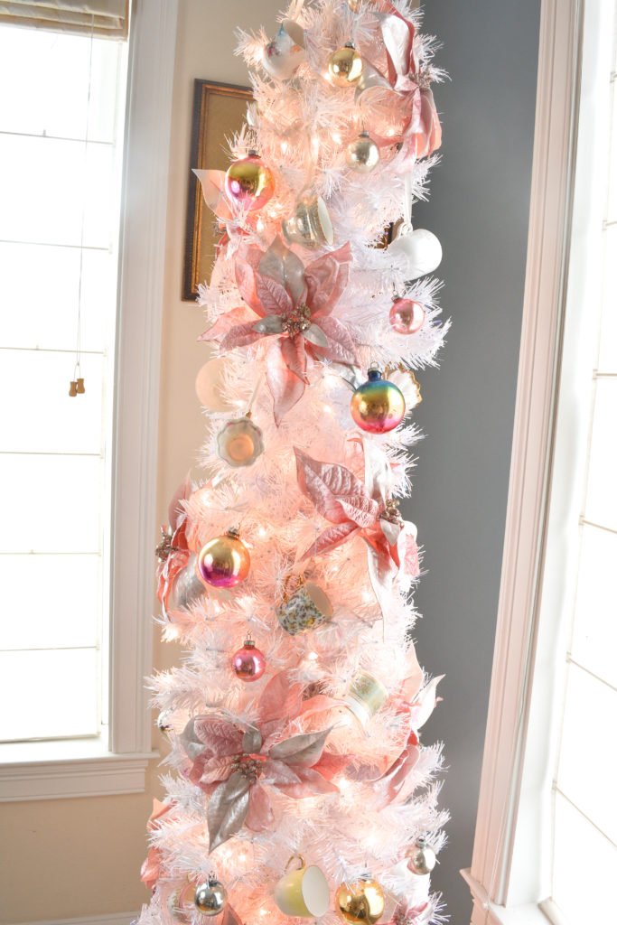 Image for White and Pink Christmas Tree Decorated with Teacups