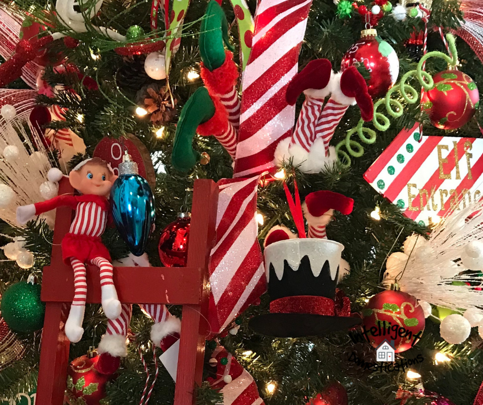 Bright colored Christmas tree decorations