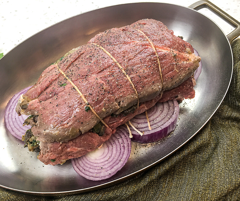 Beef Tenderloin rolled and stuffed then tied
