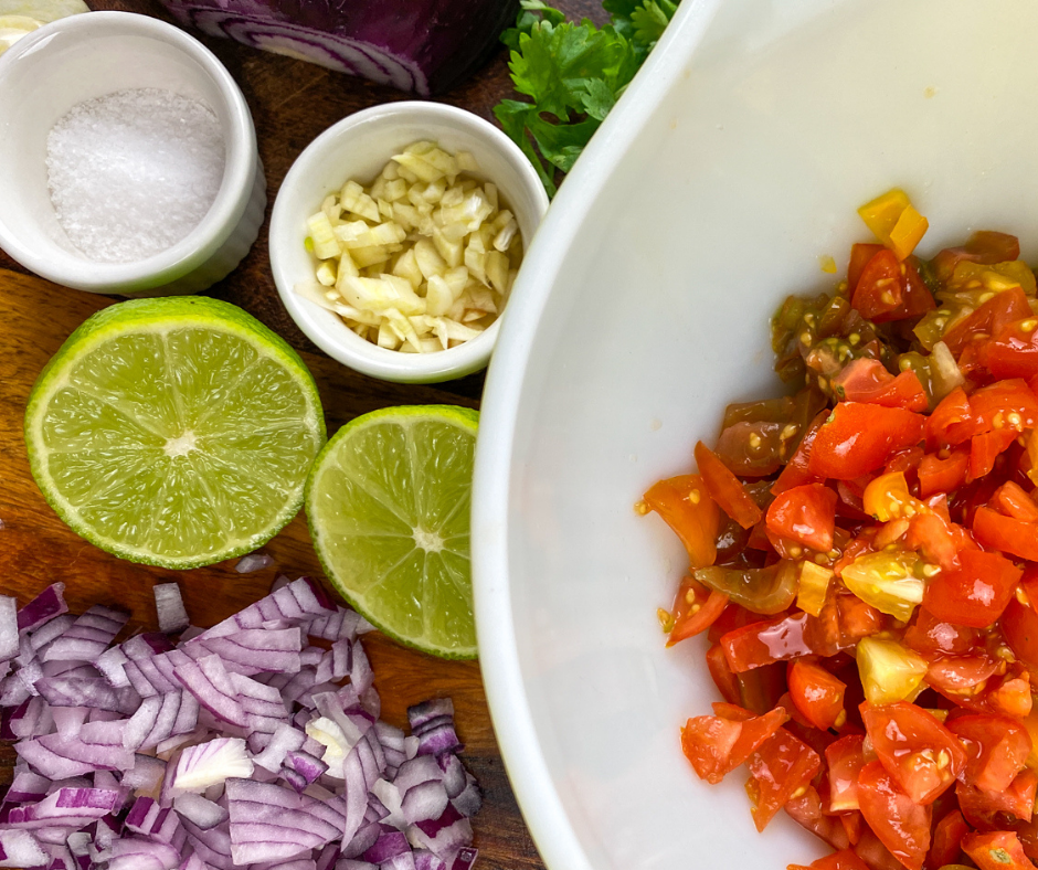Pico de Gallo Ingredients ready to prepare
