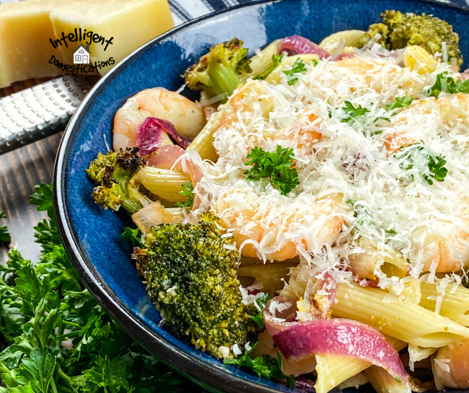 Shrimp Penne Pasta with broccoli
