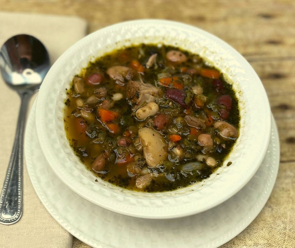 15 Bean soup in a white bowl