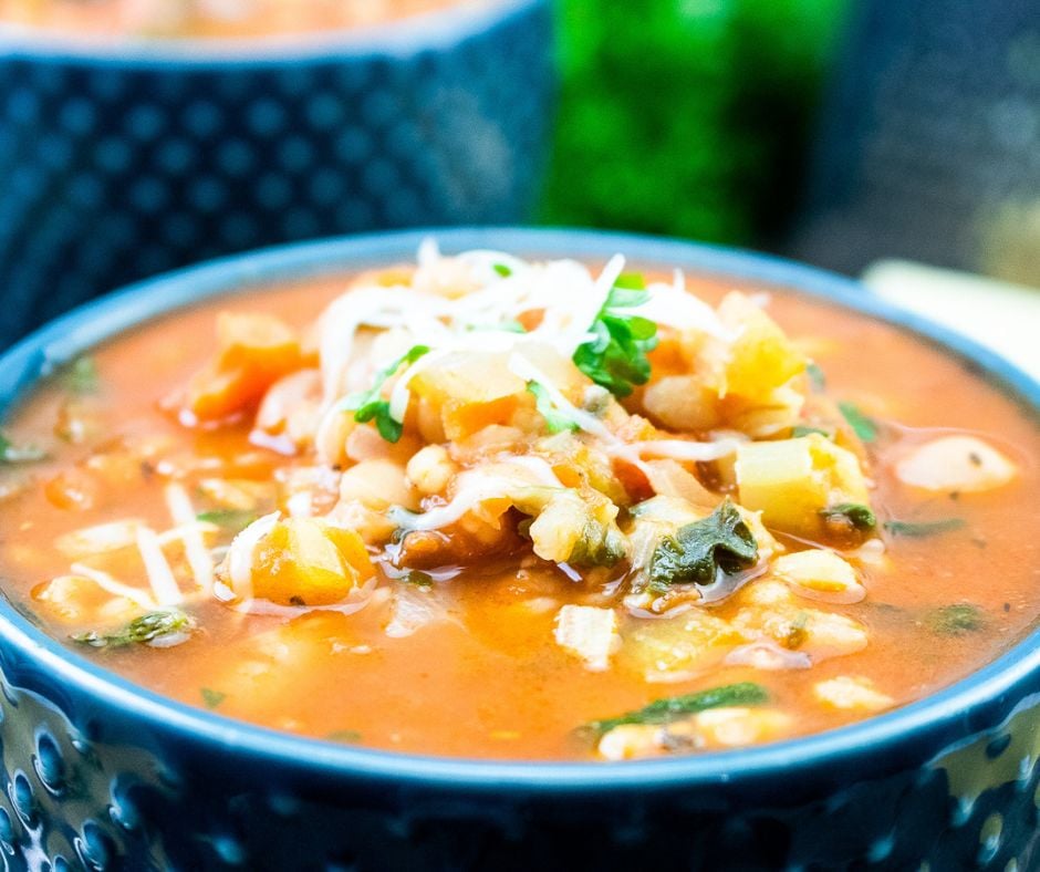 a bowl of hot Minestrone soup