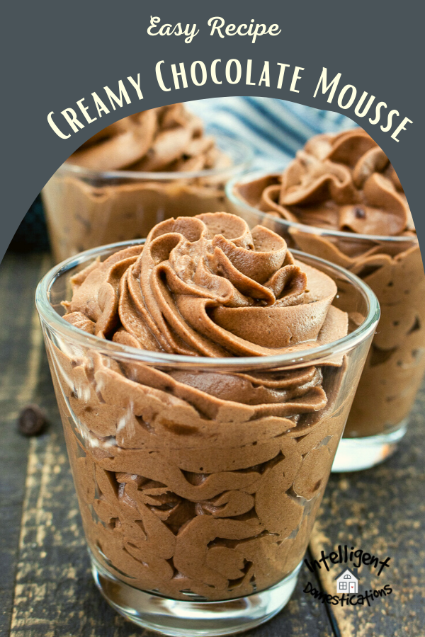 creamy chocolate mousse served in small clear glasses