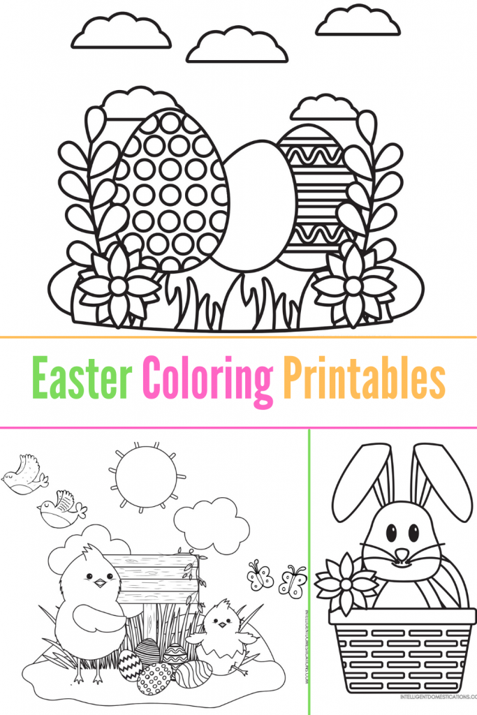 3 Easter scene coloring pages