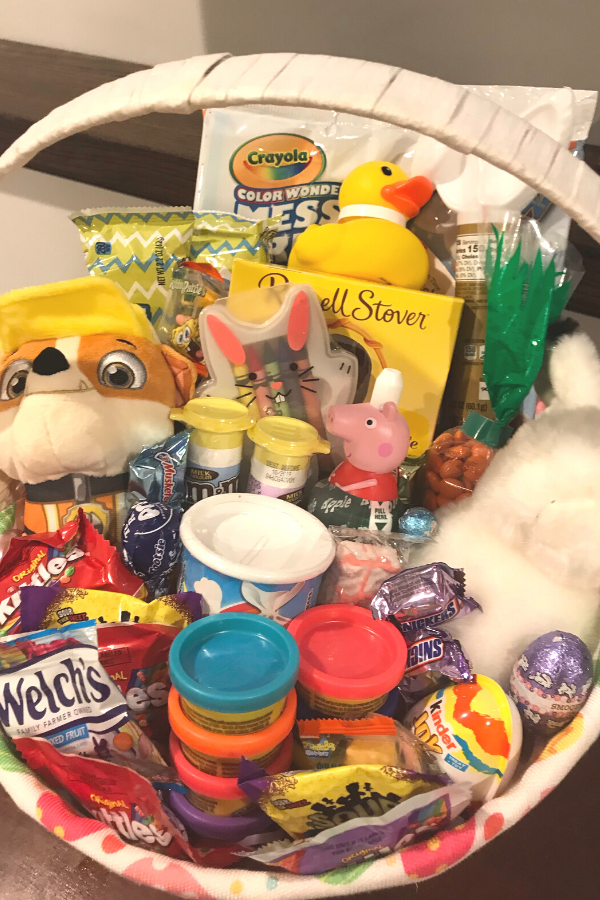 Easter basket filled with goodies