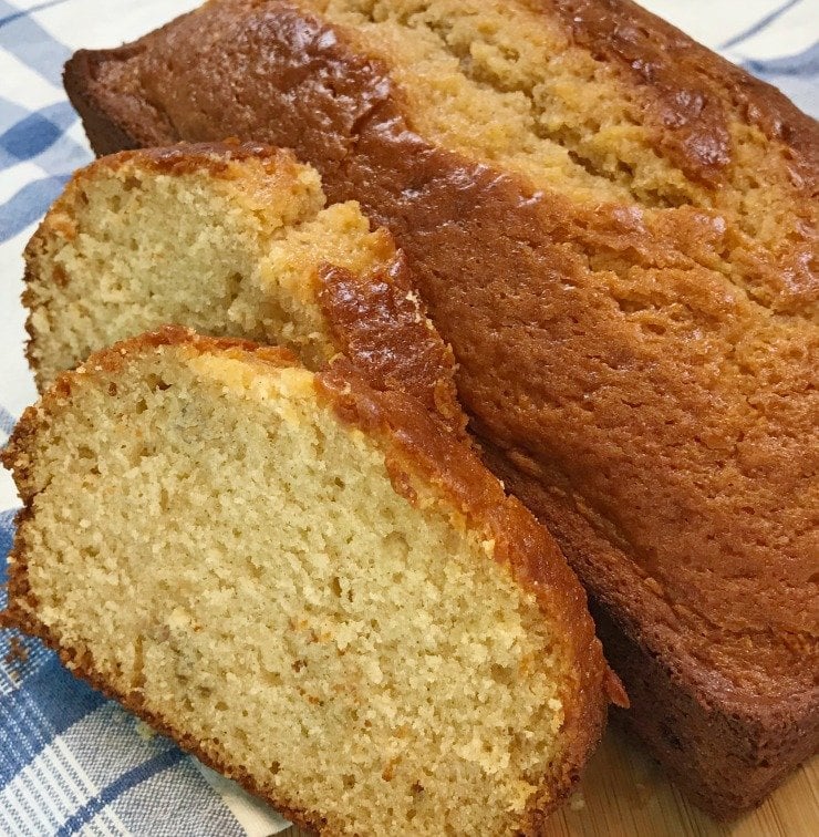 Amish Cinnamon bread loaf with two slices cut