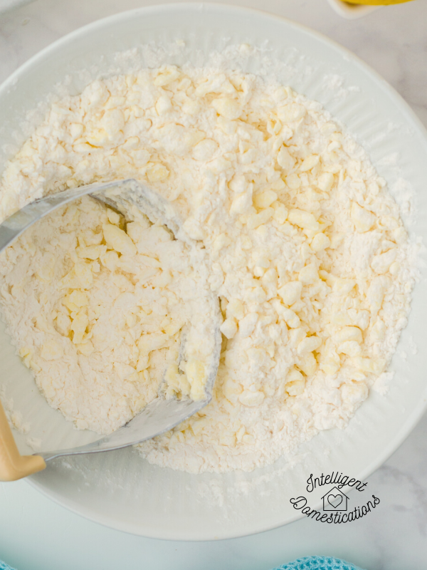 Lemon bar crumb crust in the bowl