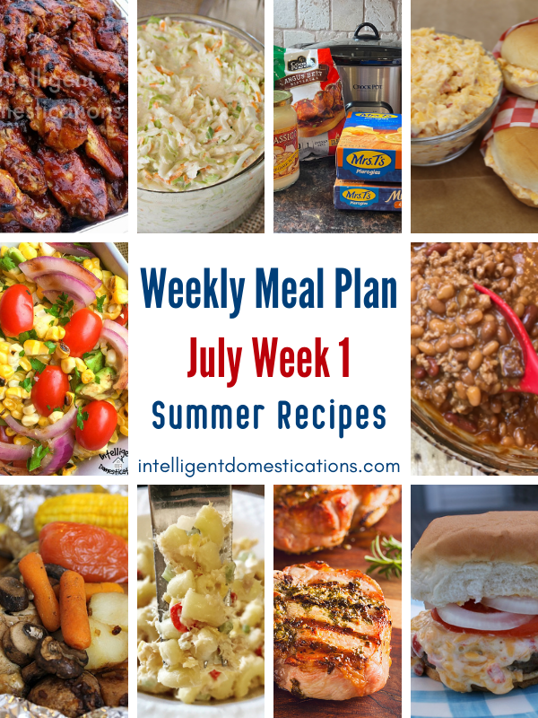 Weekly meal plan. July week 1