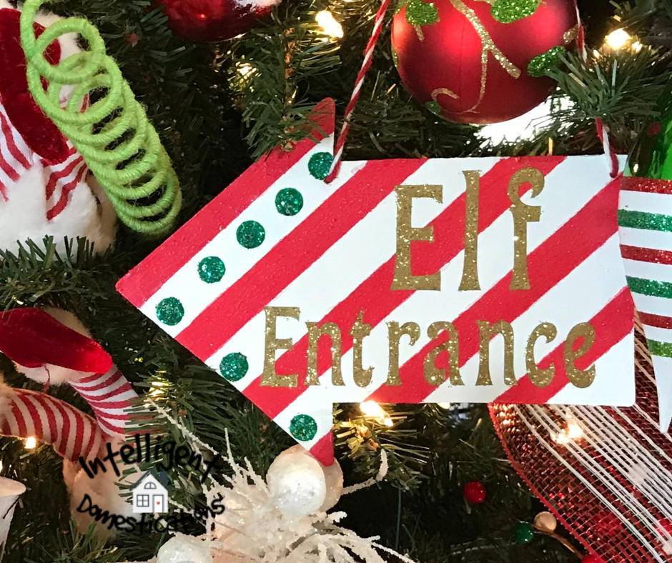 Elf Sign on a Christmas tree