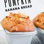 Loaves of Pumpkin Banana Bread cooling in the pan on a wire rack