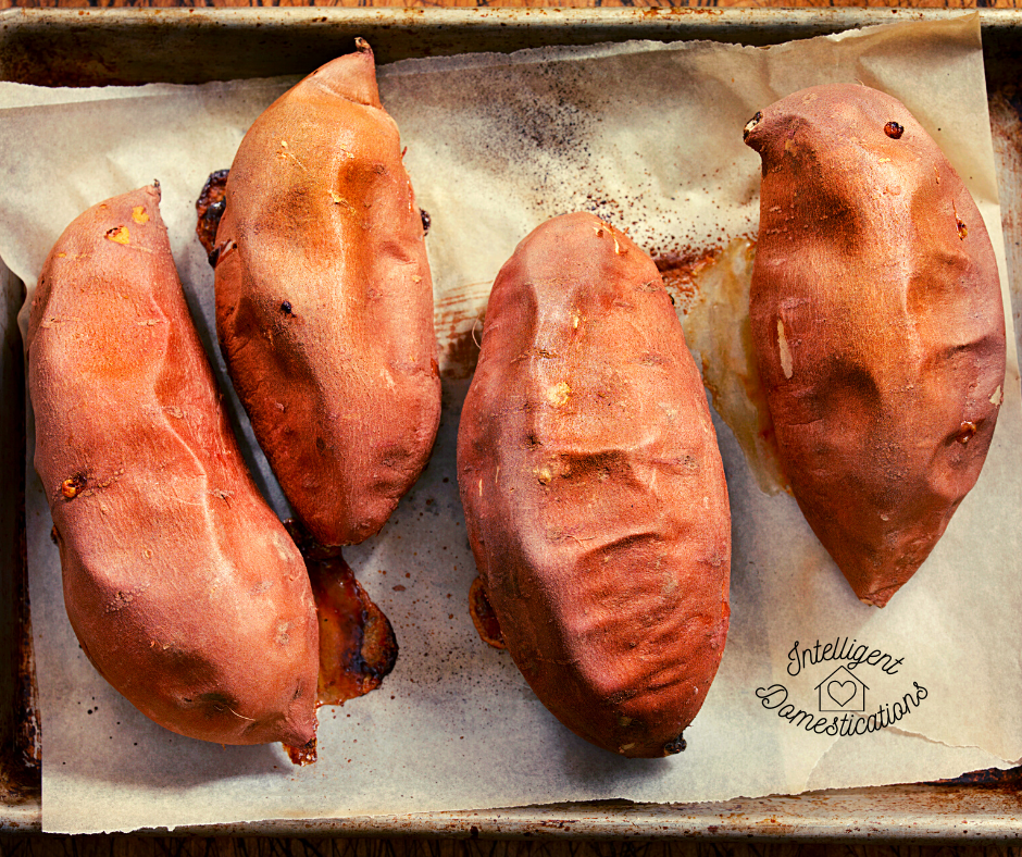 sweet potatoes on a baking pan