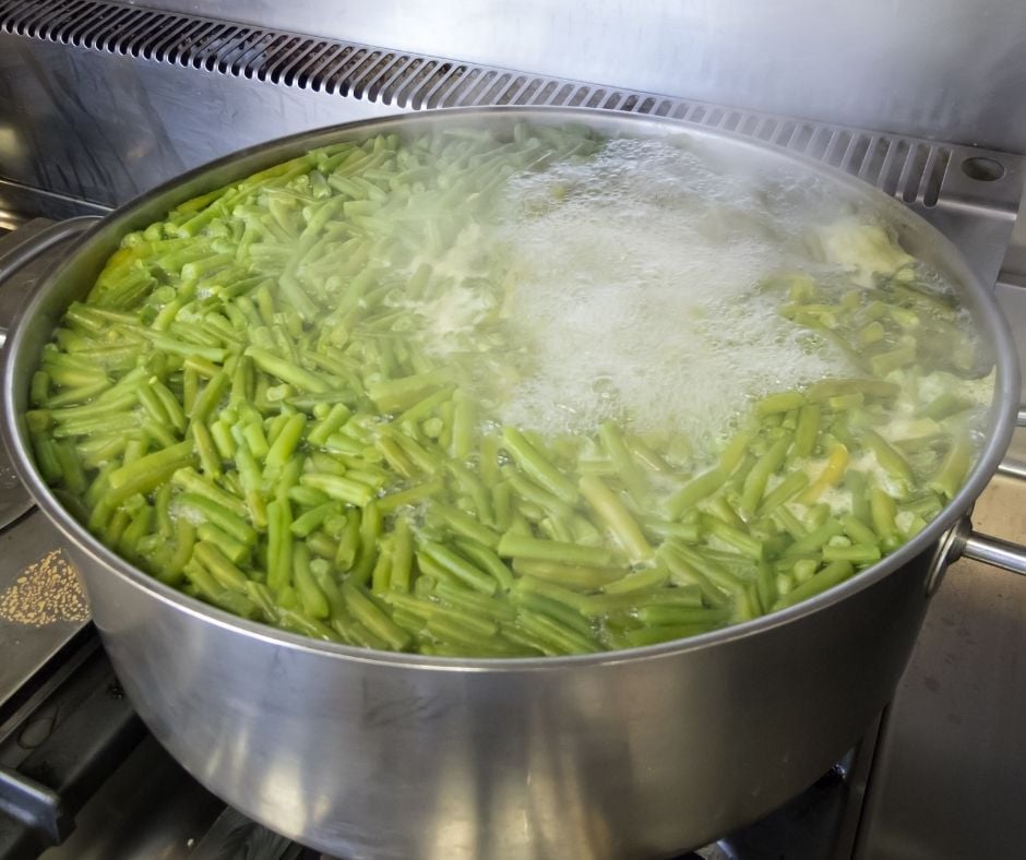 Green beans cooking on the stove