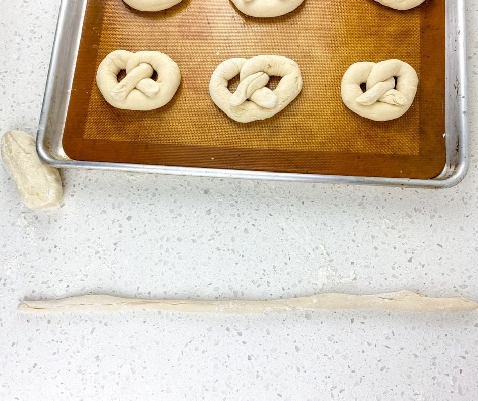 Rolling out pretzel dough Step 1