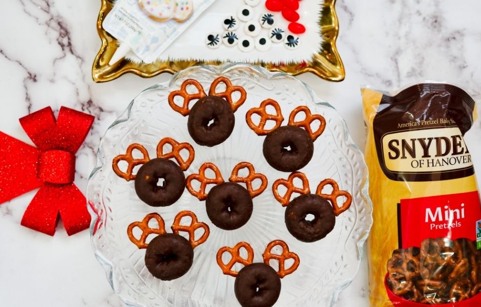 pretzel ears on Reindeer donuts