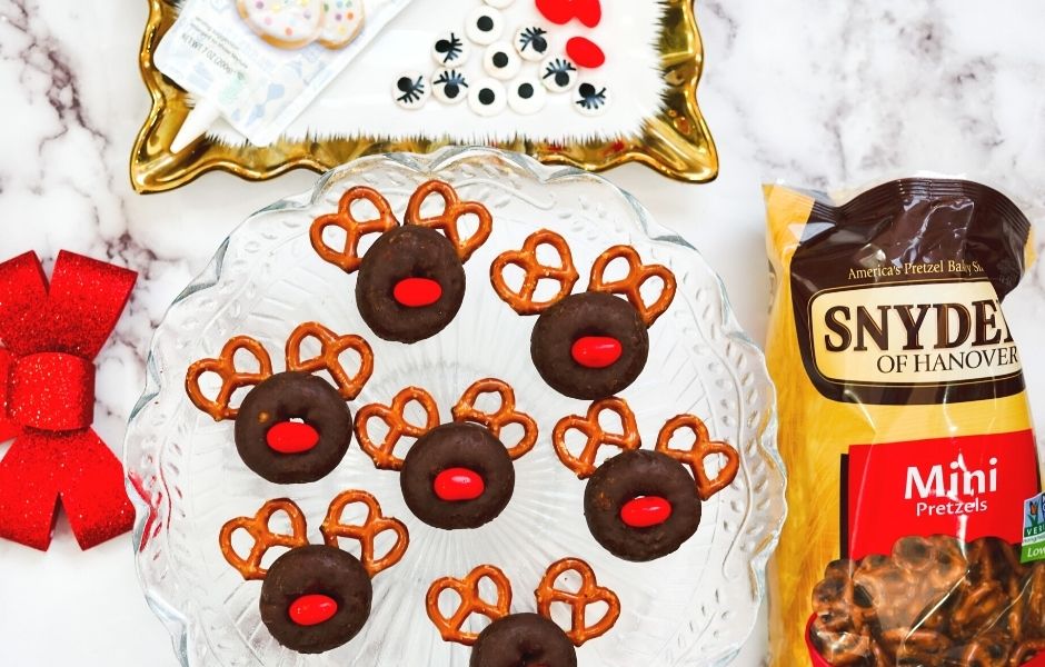 pretzel ears on Reindeer donuts