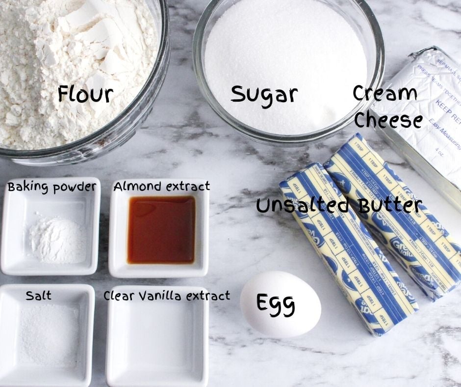 Ingredients for Cream Cheese sugar cookies