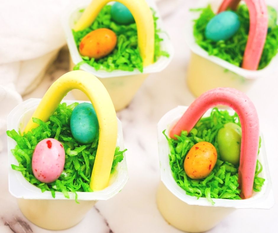 Easter Basket pudding cup snacks