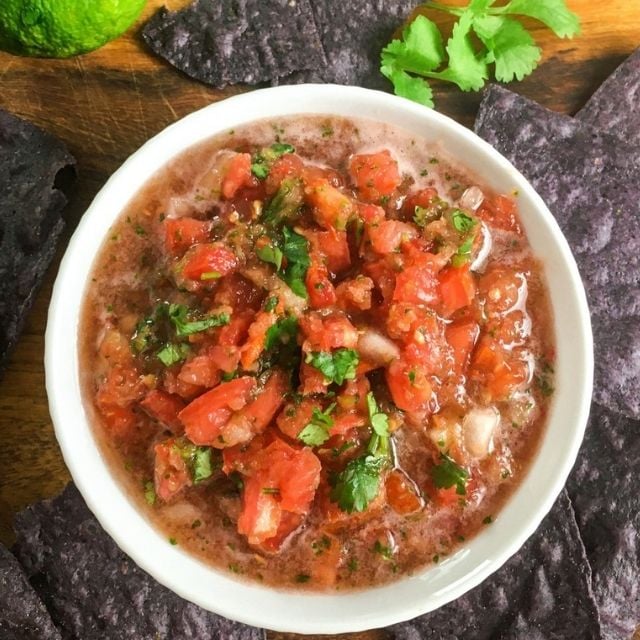 Chunky Homemade Salsa recipe with fresh ingredients