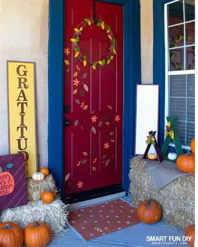 Fall front porch Cricut project  by Smart Fun DIY