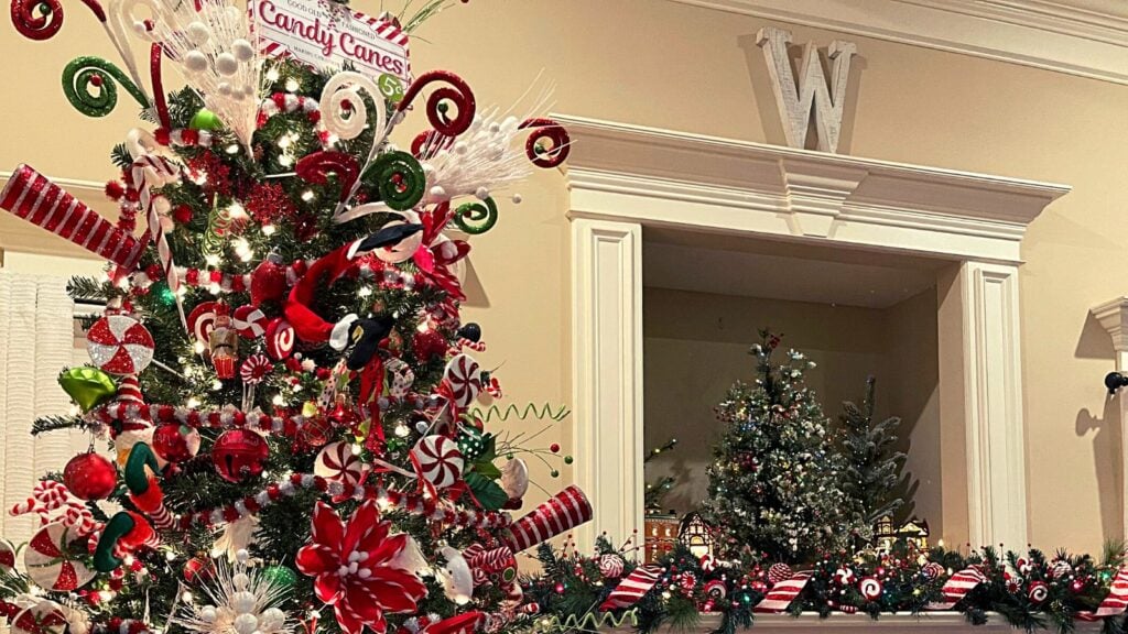 Candy Cane Christmas Tree and mantle decorations