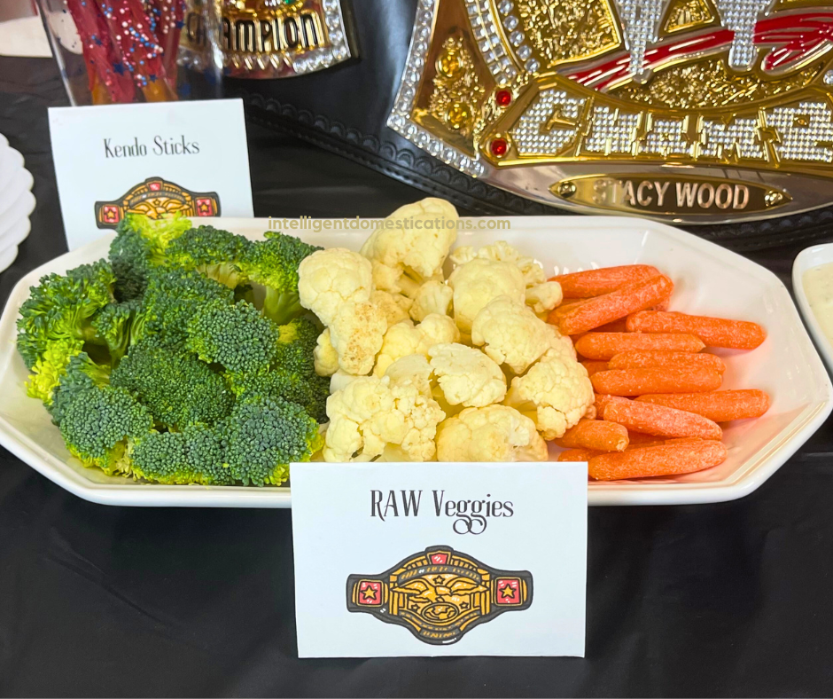 Monday Night RAW Veggies. WWE Pun Name Food for Wrestling party