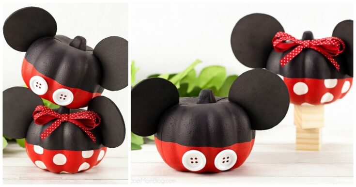 Image for Mickey & Minnie Mouse Pumpkins {Easy Dollar Store Halloween Craft}