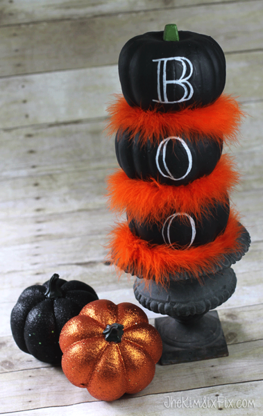 Image for Feathered Chalkboard Pumpkin Topiary