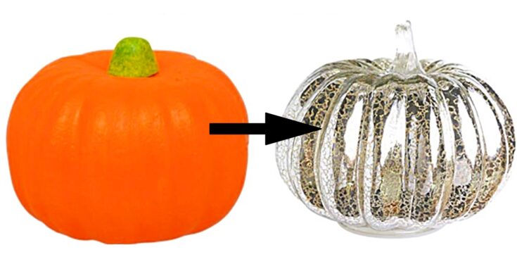 Image for Dollar Tree Mercury Glass Effect To A Foam Pumpkin