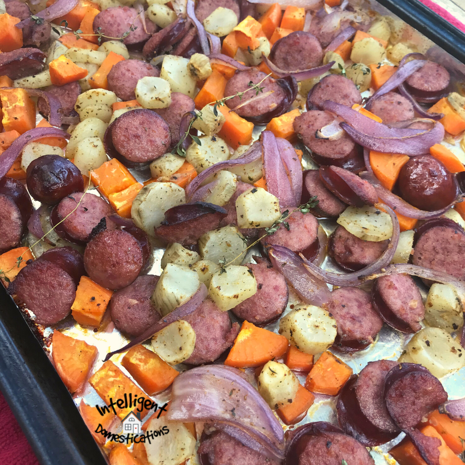 Sausage and vegetable sheet pan meal