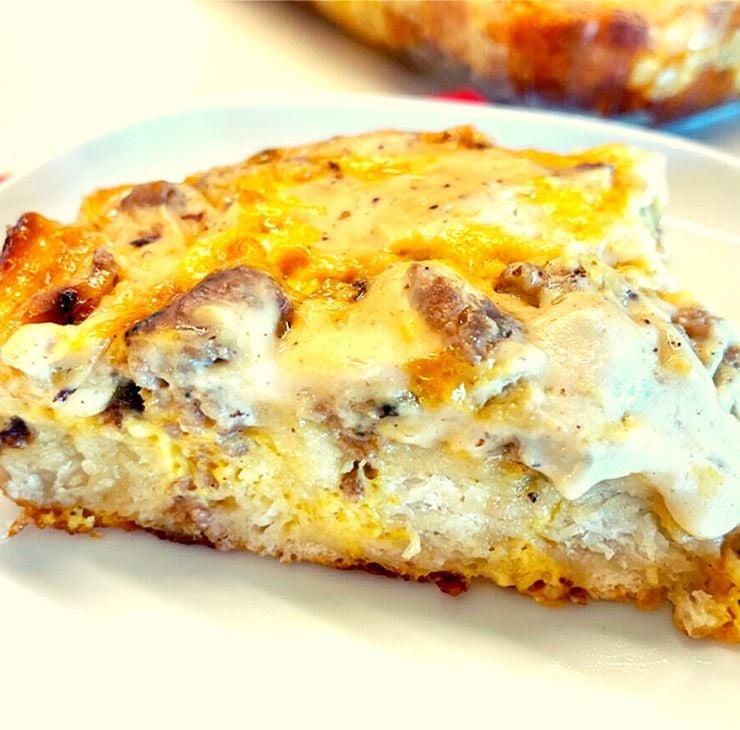 Biscuit and Gravy Sausage Casserole.madeinaday