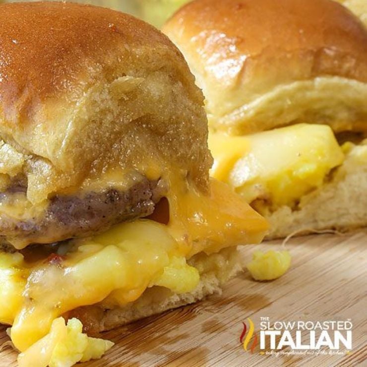 Cheese and Sausage Breakfast Sliders.Slow Roasted Italian