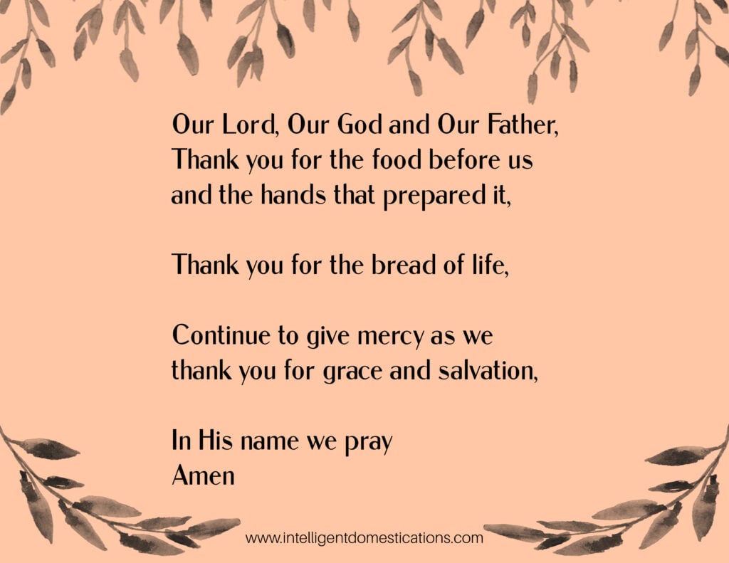 Mealtime prayer that includes grace, mercy and salvation