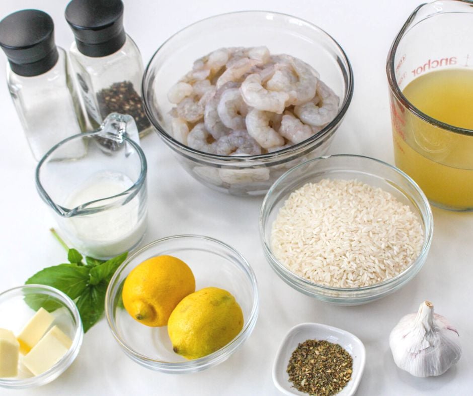 Lemon Shrimp and Rice ingredients