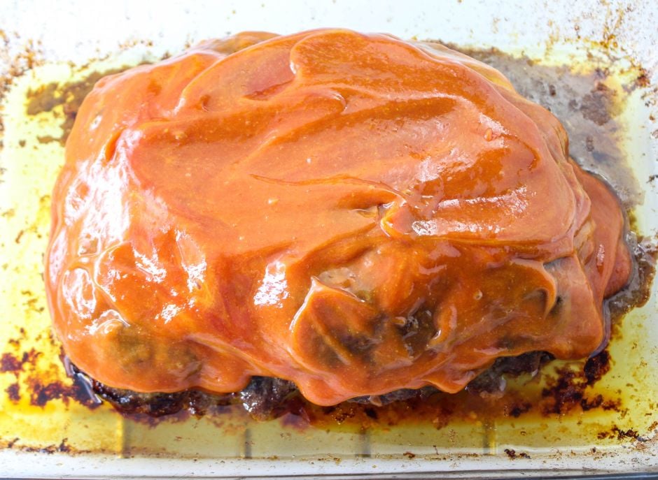 Meatloaf covered with glaze
