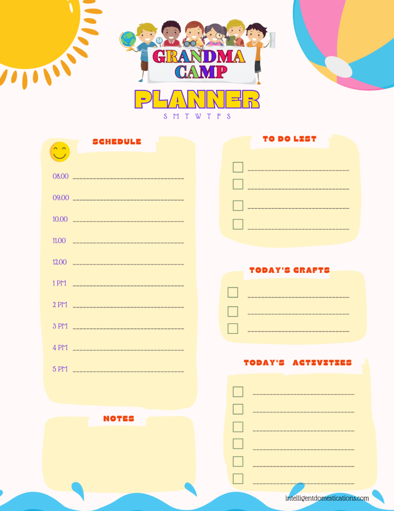Grandma Camp Daily Schedule Planner.intelligentdomestications.com