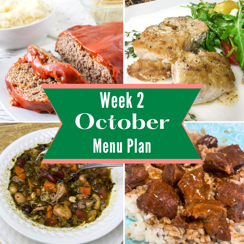 October menu plan week 2 meals