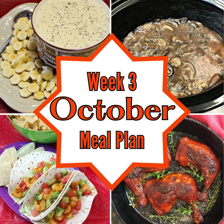 October Weekly meal plan for week three
