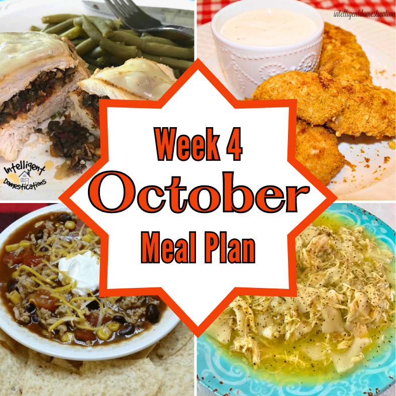 October Weekly meal plan for week four