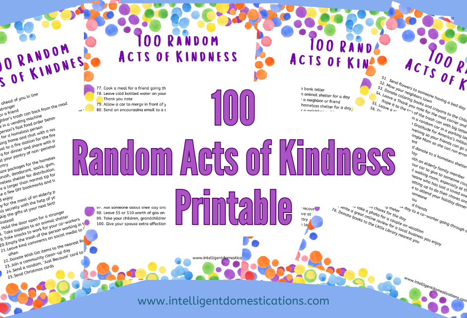 100 Random Acts of Kindness Printable