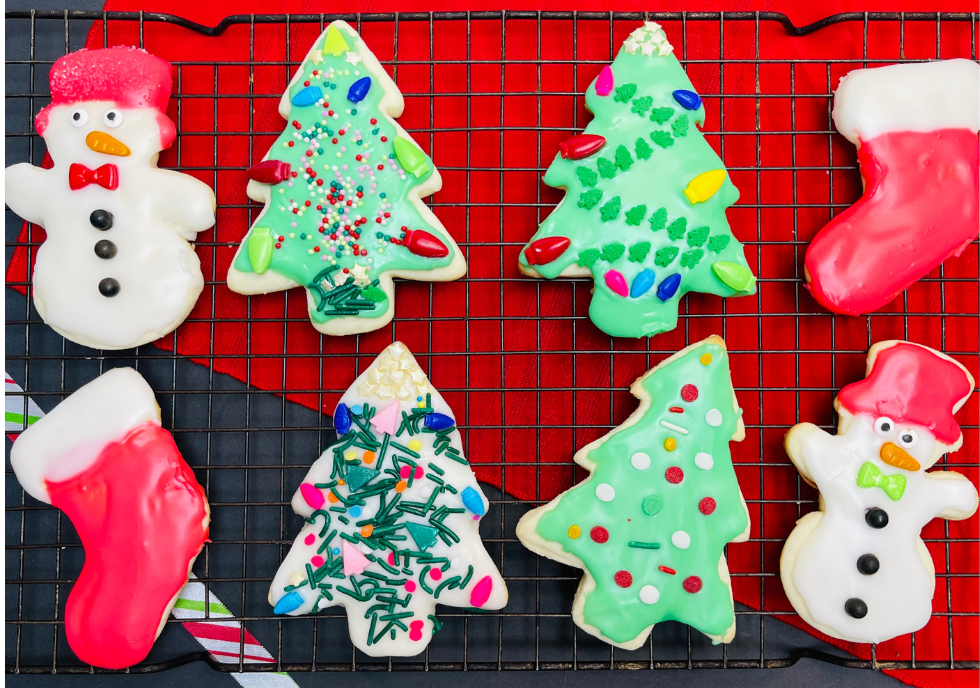 Decorated Christmas Cream Cheese Sugar Cookies. Recipe at intelligentdomestications.com
