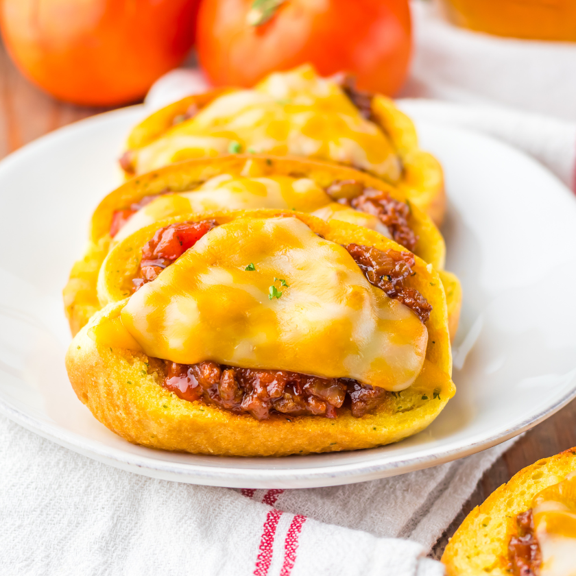 Texas Toast Sloppy Joes on a white platter