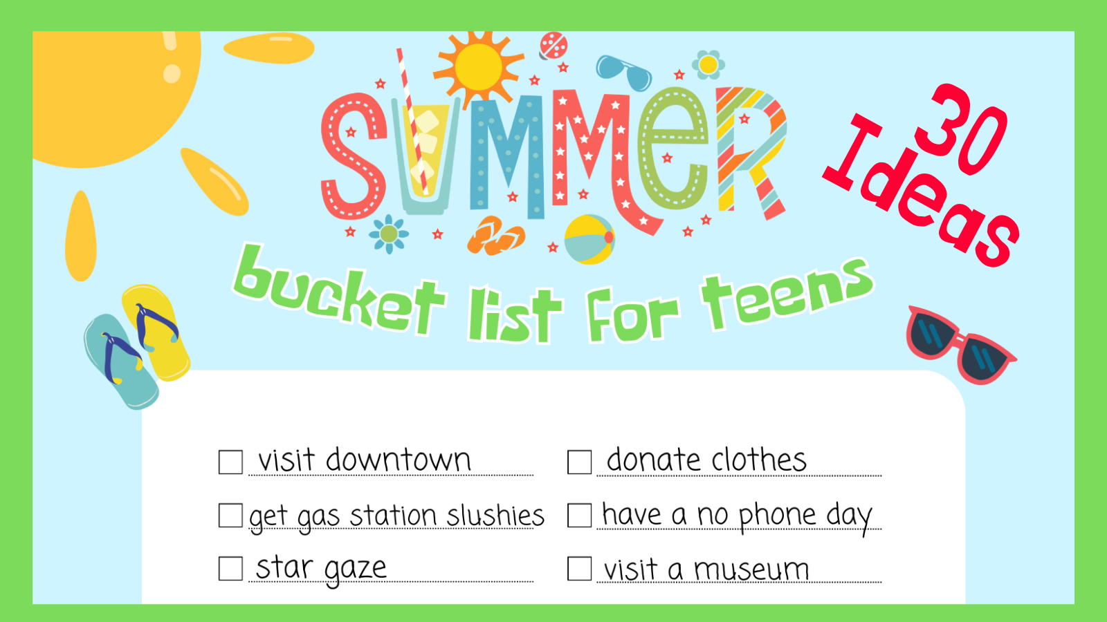 30 Summer Bucket List Ideas for Teens - Intelligent Domestications