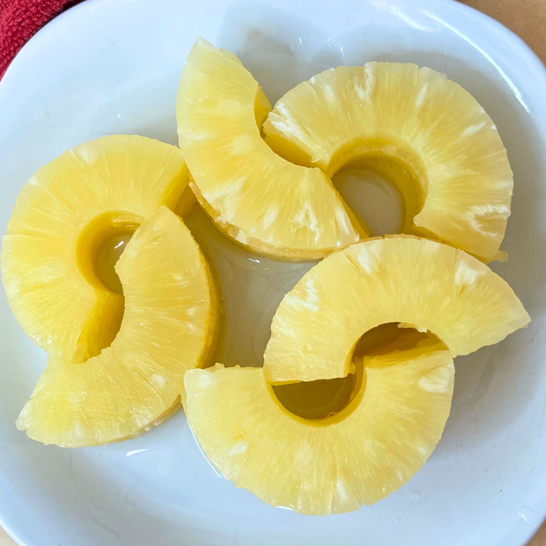 pineapple slices cut in half