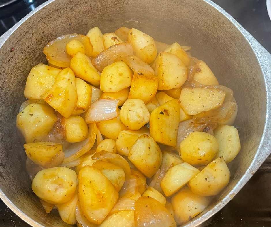 adding potatoes