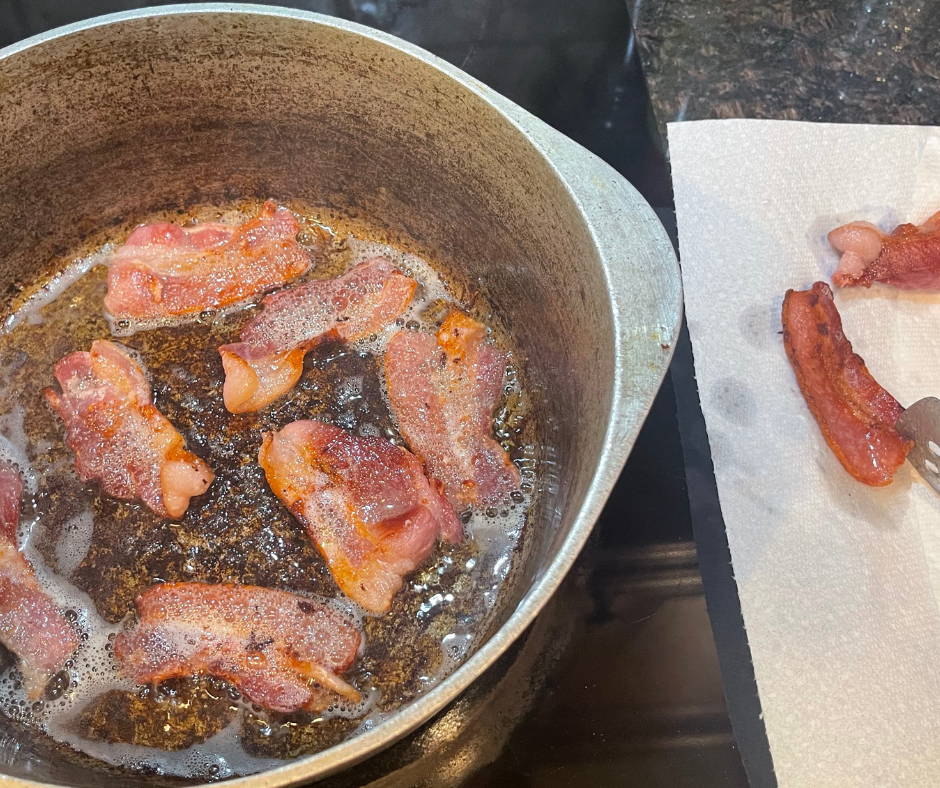 cooking and draining bacon